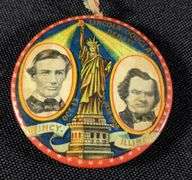 1908 CELLULOID POCKET MIRROR LINCOLN DOUGLAS DEBATE QUINCY ILLINOIS