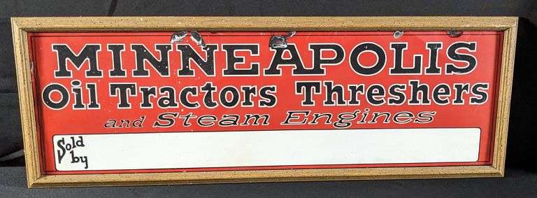 TIN SIGN MINNEAPOLIS OIL TRACTORS & THRESHERS AND STEAM ENGINES