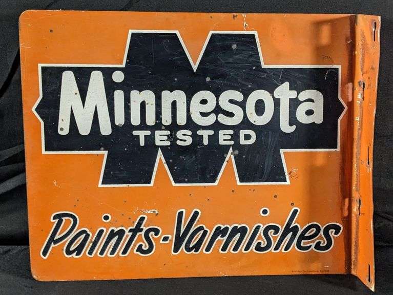 TIN FLANGE SIGN MINNESOTA TESTED PAINTS & VARNISHES
