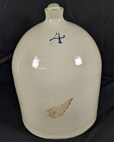 HAND TURNED RED WING STONEWARE 4 GAL BEEHIVE JUG WITH WING ONLY
