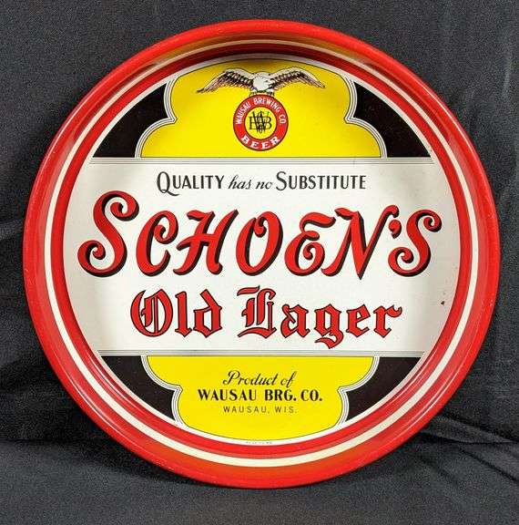 WAUSAU BREWING CO SCHOENS OLD LAGER BEER TRAY WISCONSIN
