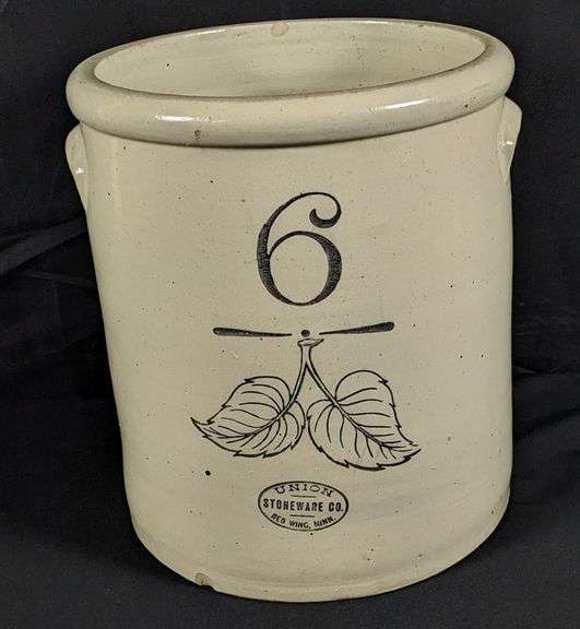 HAND TURNED 6 GAL RED WING STONEWARE ELEPEPHANT EAR CROCK