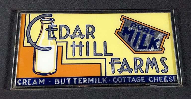 GLASS SIGN CEDAR HILL FARMS CREAM BUTTERMILK COTTAGE CHEESE