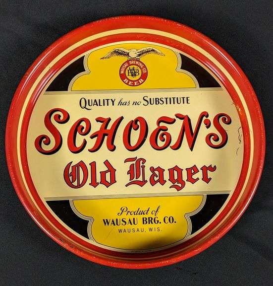 WAUSAU BREWING CO SCHOEN'S OLD LAGER BEER TRAY WISCONSIN