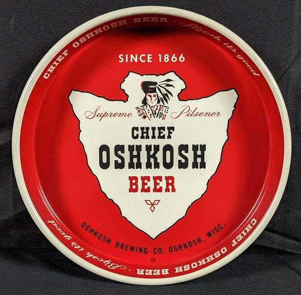 SUPREME PILSNER CHIEF OSHKOSH BEER TRAY WISCONSIN