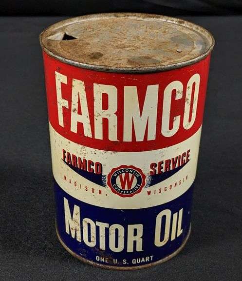 QUART OIL CAN FARMCO SERVICE WISCONSIN COOPERATIVE MADISON WISCONSIN