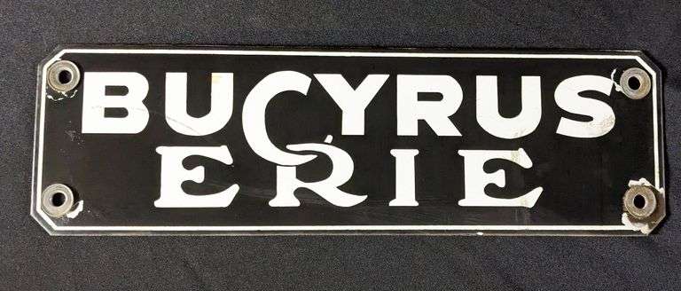 PORCELAIN CRANE SIGN BUCYRUS ERIE