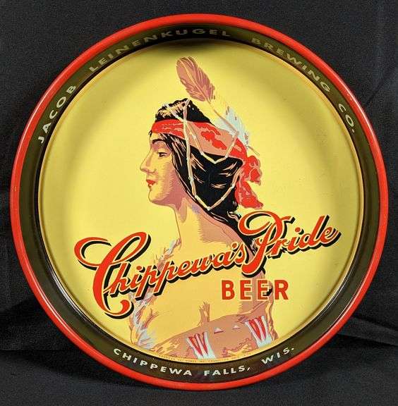 1950 JACOB LEINENKUGEL BREWING CO CHIPPEWA'S PRIDE BEER TRAY CHIPPEWA FALLS WISCONSIN