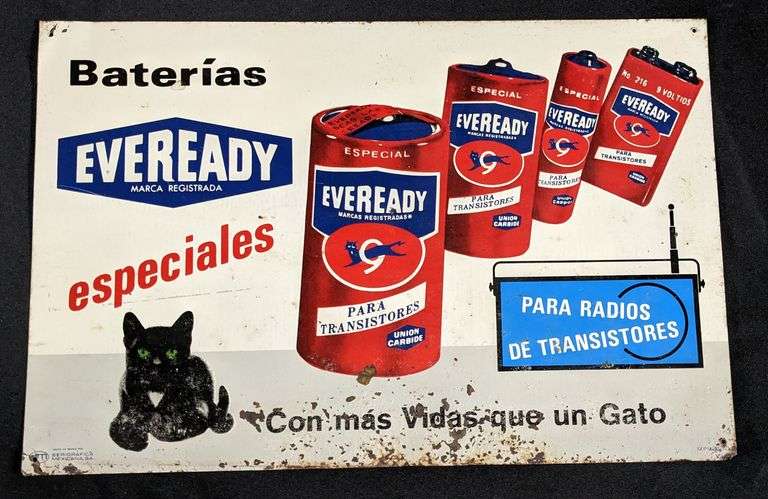 TIN SIGN EVEREADY TRANSISTOR RADIO BATTERIES