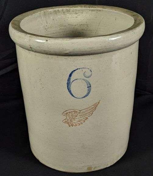 6 GAL RED WING STONEWARE CROCK "NO OVAL"