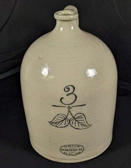 HAND TURNED 3 GAL RED WING STONEWARE ELEPEPHANT EAR BEEHIVE CROCK JUG