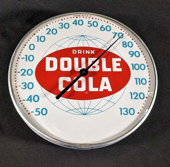 DRINK DOUBLE COLA SODA POP THERMOMETER SIGN 12"