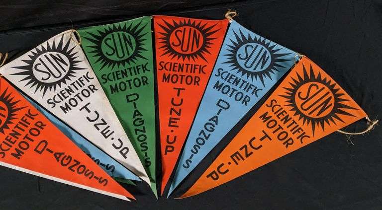 NOS SUN SCIENTIFIC AUTOMOBILE TUNE UP DIAGNOSTIC CANVAS FLAG BANNER ...