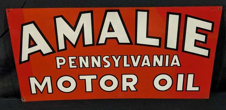 TIN SIGN AMALIE PENNSYLVANIA MOTOR OIL - Millers Auction Co.