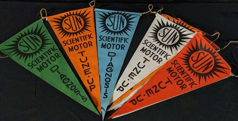 NOS SUN SCIENTIFIC AUTOMOBILE TUNE UP DIAGNOSTIC CANVAS FLAG BANNER ...