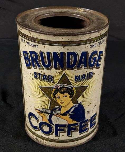 1# TIN LITHO COFFEE CAN BRUNDAGE STAR MAID TOLEDO OHIO