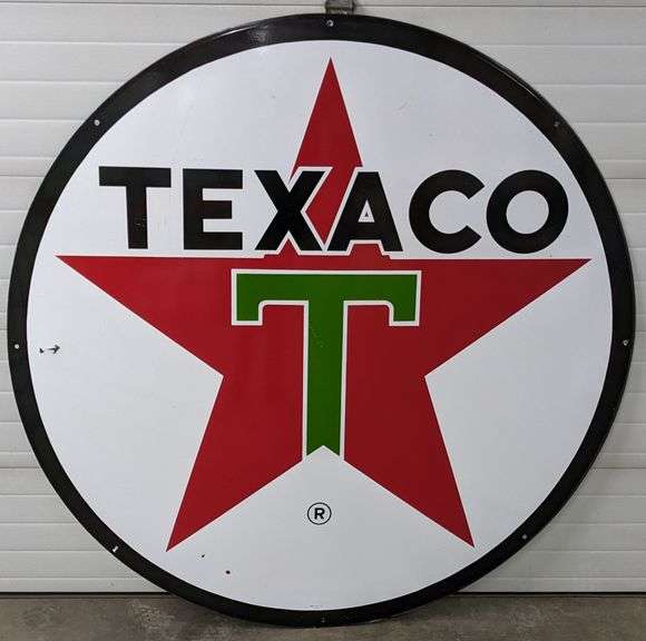 LARGE 6' PORCELAIN TEXACO GASOLINE GAS STATION SIGN - Millers Auction Co.