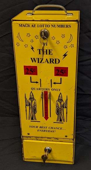 VINTAGE COIN OPERATED VENDING MACHINE WIZARD MAGICAL LOTTO NUMBERS