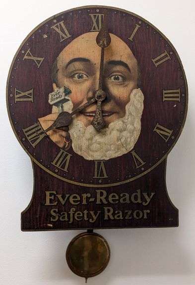 EVEREADY SAFETY RAZOR PENDULUM ADVERTISING CLOCK SIGN