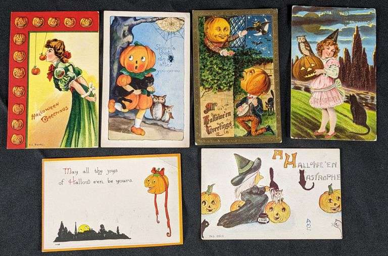 6 ANTIQUE HALLOWEEN POST CARDS