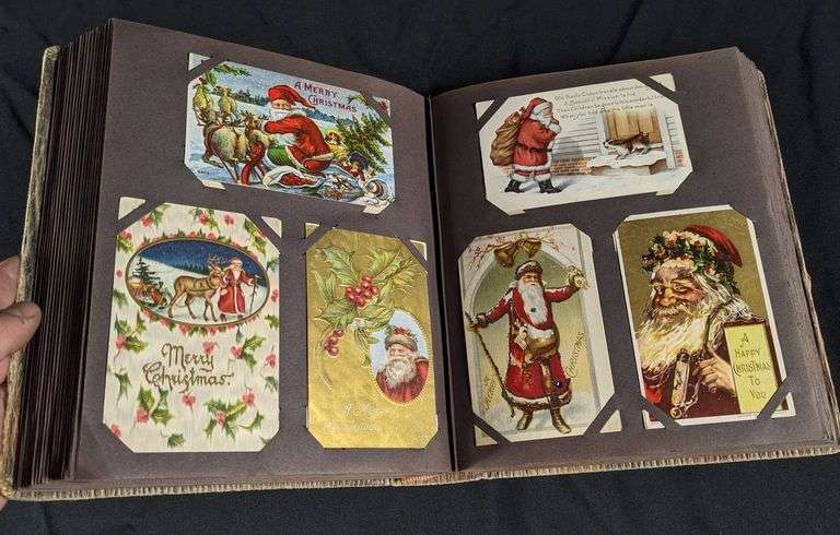 INCREDIBLE POST CARD ALBUM CONTAINING 408 +/- SANTA CLAUS CHRISTMAS POST CARDS