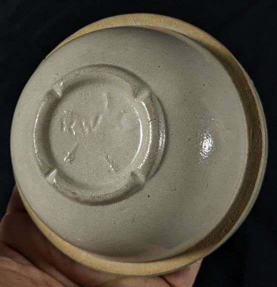 RARE! 4 3/4" STONEWARE MILK PAN BOWL MARKED NORTH STAR & RED WING STONEWARE COMPANY