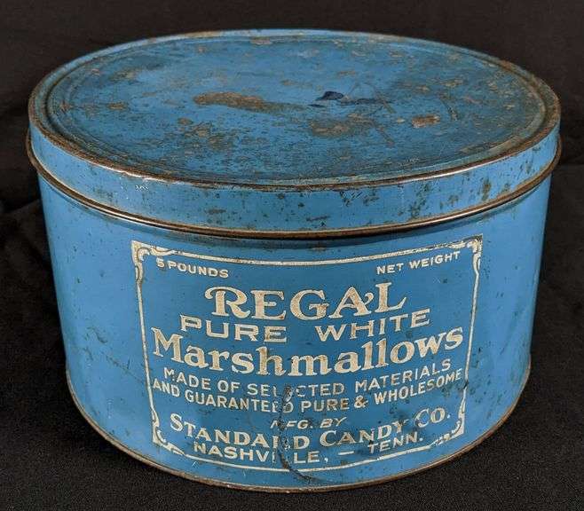5# TIN LITHO CAN REGAL PURE WHITE MARSHMALLOWS NASHVILLE TENNESSEE
