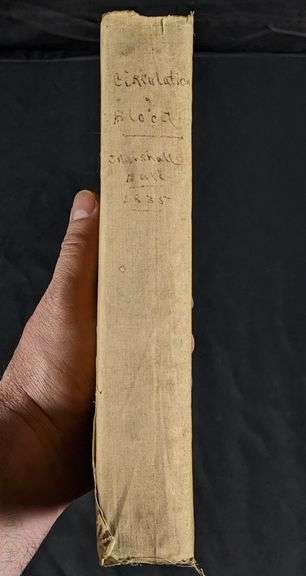1835 CIRCULATION OF THE BLOOD & TREATIS ON THE MORBID & CURATIVE EFFECTS OF LOSS OF BLOOD MARSHALL HALL LEATHER CLAD ANTIQUE BOOK (BLOOD LETTING)