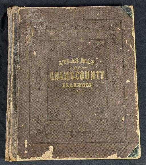 1870'S ATLAS MAP OF ADAMS COUNTY ILLINOIS ANTIQUE BOOK