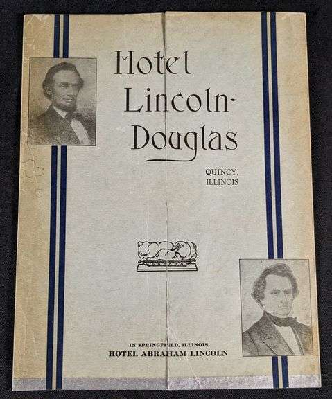 1930'S -1940'S MENU LINCOLN DOUGLAS HOTEL QUINCY ILLINOIS