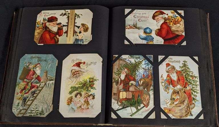INCREDIBLE POST CARD ALBUM CONTAINING 300 +/- SANTA CLAUS CHRISTMAS POST CARDS
