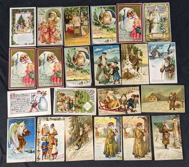 22 ANTIQUE WHITE & BROWN SUIT SANTA CLAUS CHRISTMAS POST CARDS