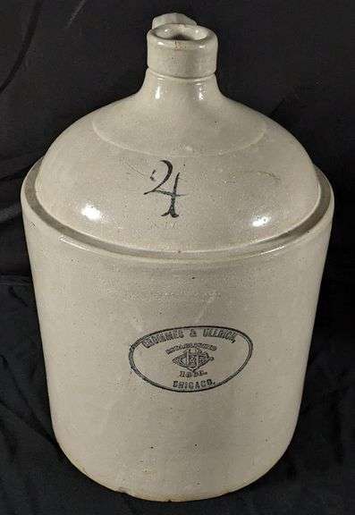 4 GAL ADVERTISING RED WING STONEWARE CROCK JUG GROMMES & ULLRICH CHICAGO ILLINOIS (PRE PROHIBITION