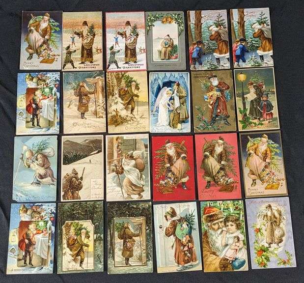 24 ANTIQUE BROWN SUIT SANTA CLAUS CHRISTMAS POST CARDS