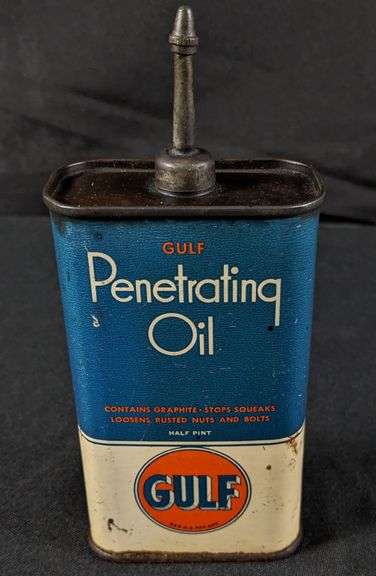 LEAD TOP HALF PINT GULF PENETRATING OIL HOUSEHOLD HANDY OILER CAN ...