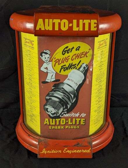 Spark Plug Display Embry Riddle AUTO-LITE SPARK PLUGS DISPLAY CABINET - Millers Auction Co.