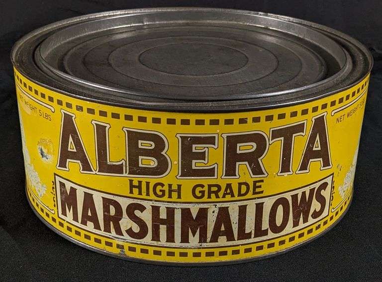 5# TIN LITHO CAN ALBERTA HIGH GRADE MARSHMALLOWS SAN FRANCICO CALIFORNIA