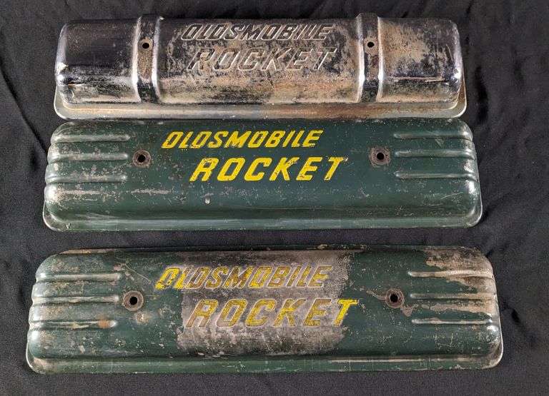 3 VINTAGE OLDSMOBILE ROCKET VALVE COVERS