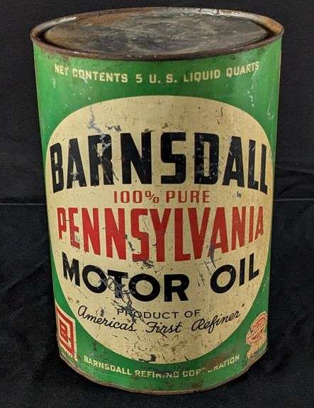 5 QUART OIL CAN BARNSDALL 100% PURE PENNSYLVANIA