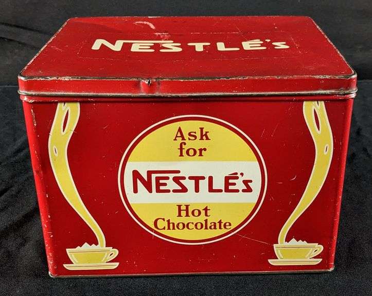 TIN LITHO BIN ASK FOR NESTLE'S HOT CHOCOLATE
