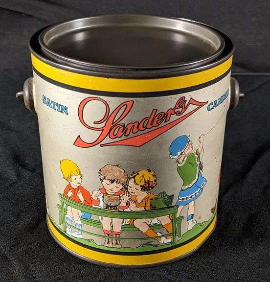 2 1/2# TIN LITHO CAN SANDER'S SATIN CANDIES CANDY