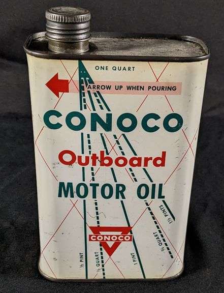 FULL QUART OIL CAN CONOCO OUTBOARD MOTOR OIL