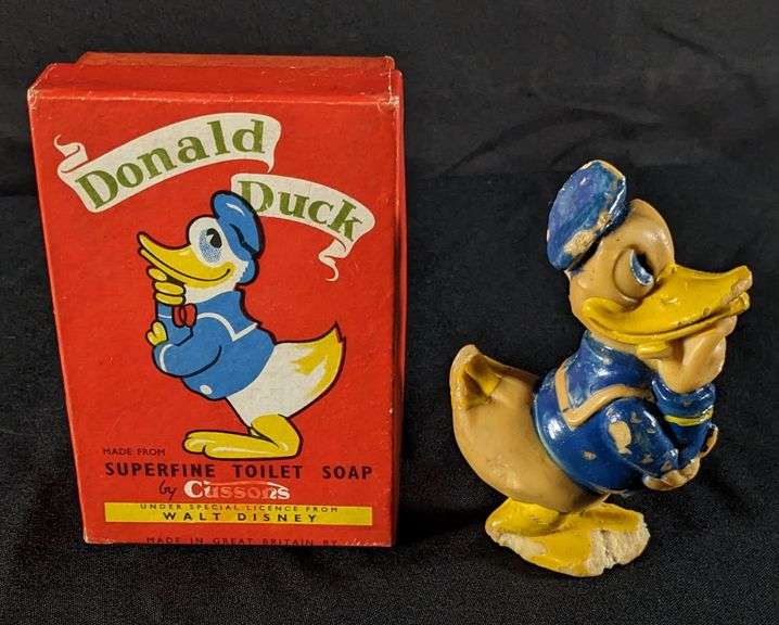 VINTAGE WALT DISNEY DONALD DUCK SUPERFINE TOILET SOAP & ORIGINAL BOX