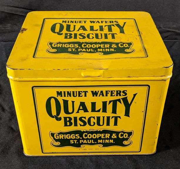3# TIN LITHO BIN MINUET WAFERS QUALITY BISCUIT GRIGGS COOPER & CO ST PAUL MINNESOTA CRACKER