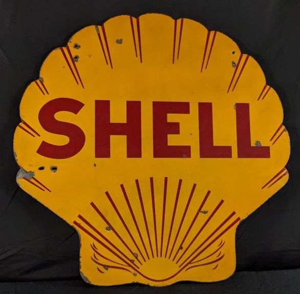 PORCELAIN SIGN SHELL GASOLINE (2 SIDED)