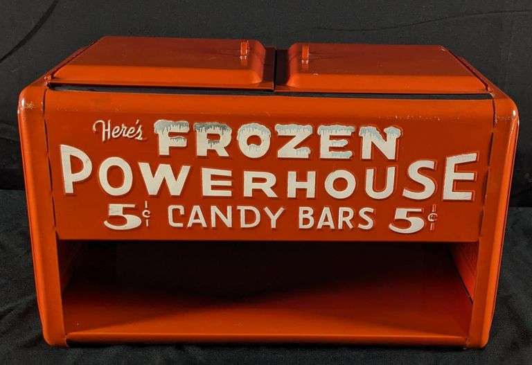 RARE NOS SALESMAN SAMPLE COOLER FROZEN POWERHOUSE 5¢ CANDY BARS