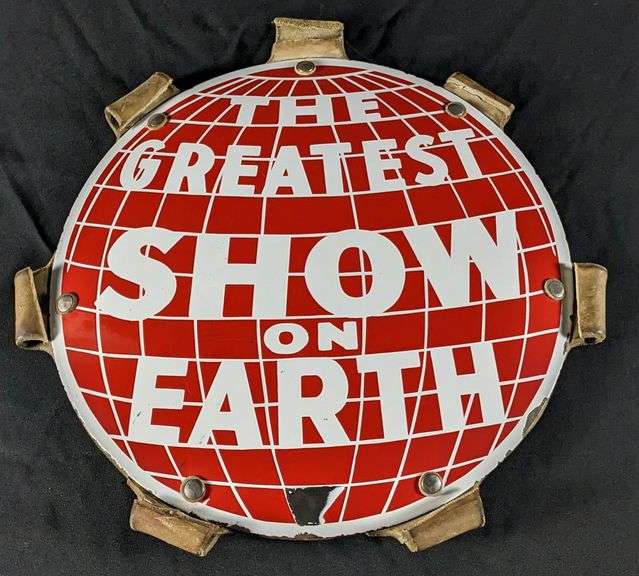 BARNUM & BAILEY CIRCUS THE GREATEST SHOW ON EARTH ELEPHANT HEADDRESS PORCELAIN SIGN (SABU)