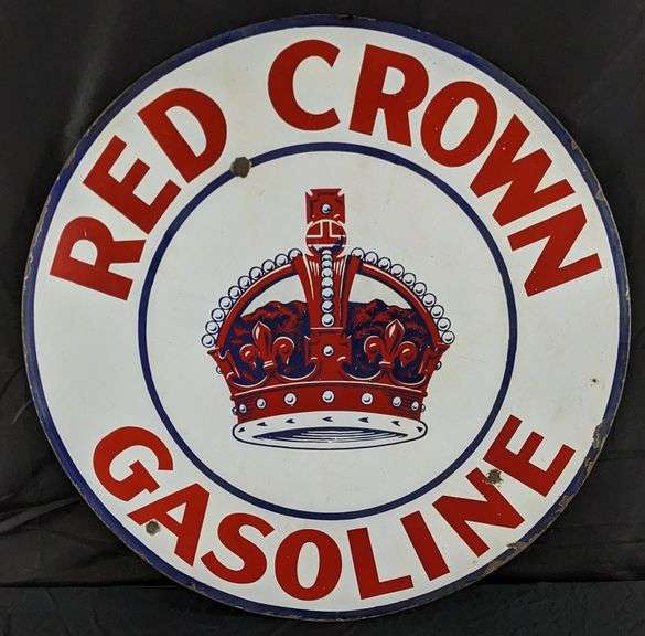 PORCELAIN SIGN RED CROWN GASOLINE