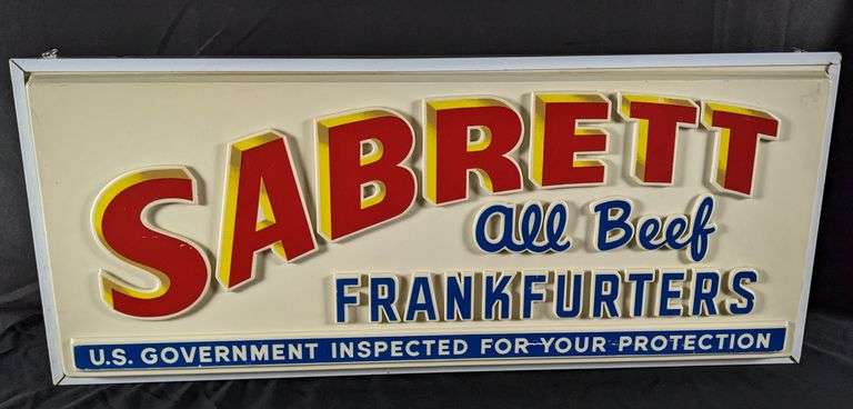 LIGHTED SIGN SABRETT ALL BEEF FRANKFURTERS (HOT DOGS) NEW YORK CITY