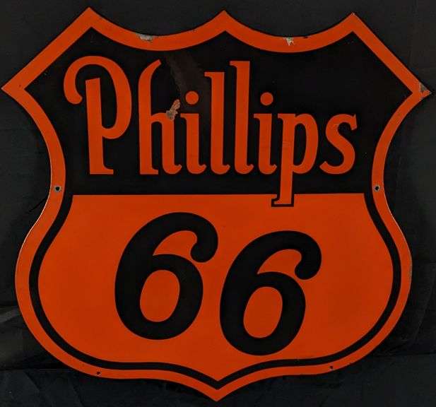 PORCELAIN SIGN PHILLIPS 66 GASOLINE (2 SIDED)